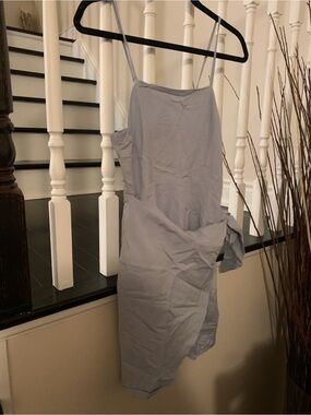 Very J Light Blue Mini Slip Dress with Spaghetti Straps